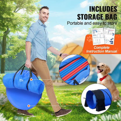 Dog Agility Training Equipment, 7 PCS Set w/ Adjustable High Hurdles,6 Weave Poles,2 Tunnels,Jump Ring,Pause Box,Whistle,Foldable Bowl,Puppy Obstacle Course Kit w/ 3 Bags