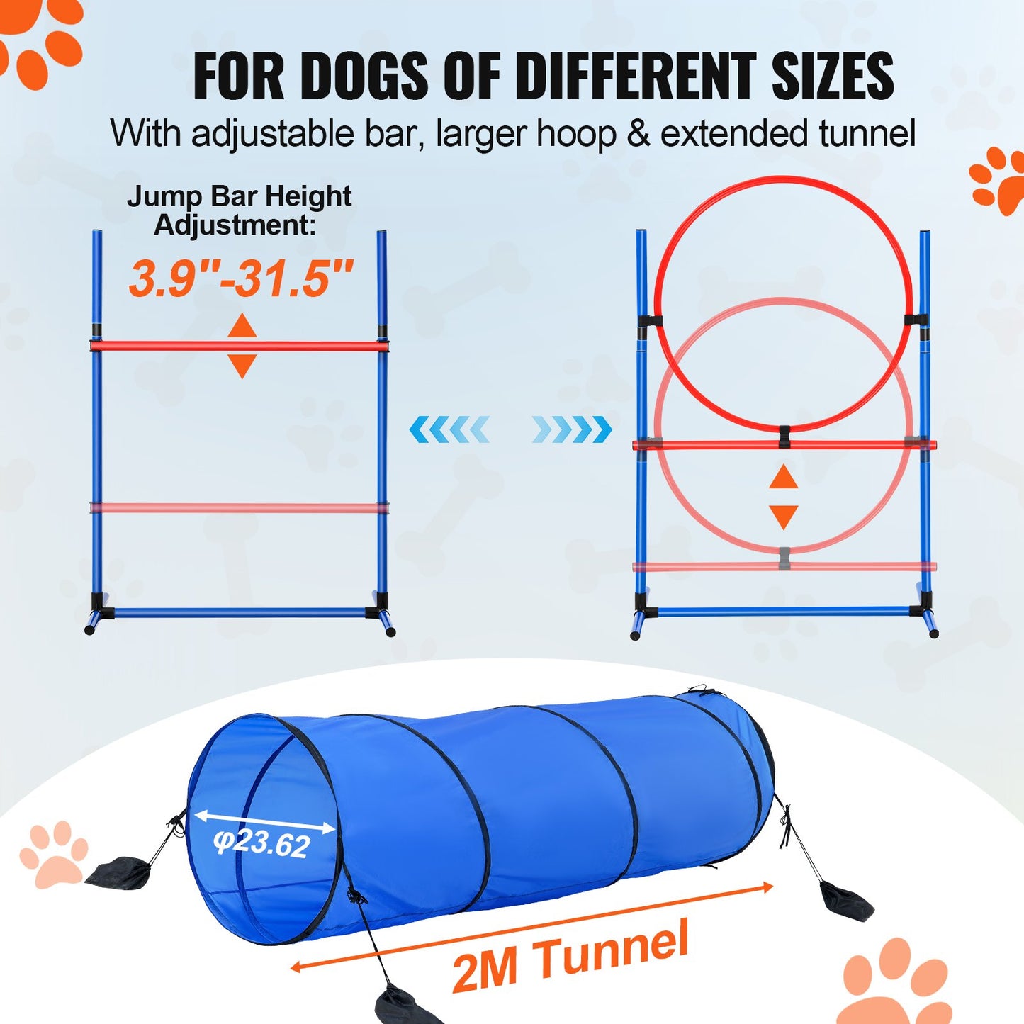 Hunde-Agility-Trainingsgeräte 5-teiliges Set mit Hindernissen Tunnel Sprungring