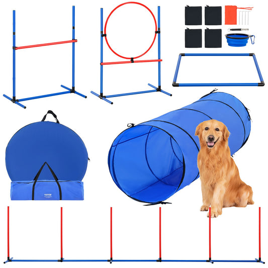 Dog Agility Training Equipment 5 pcs Set with obstacles Tunnel Jump Ring