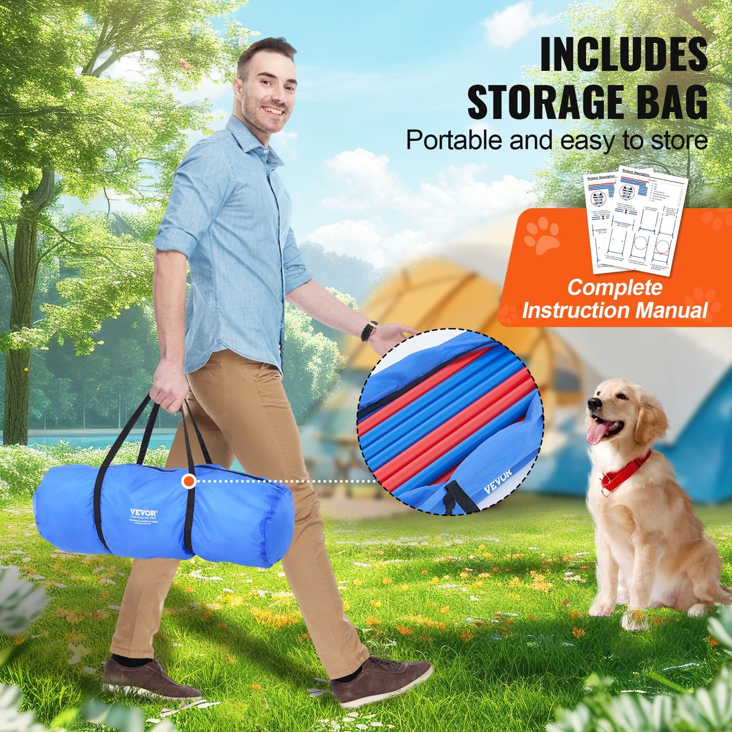 Dog Agility Training Equipment 4 PCS Set with Obstacles Jump Ring Pause Box