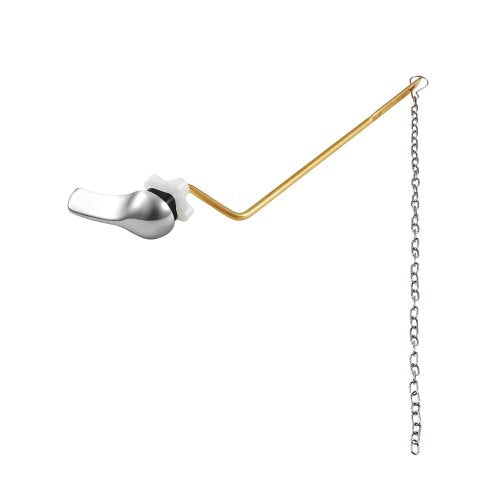 Toilet Handle Replacement Kit, Side Mount Universal Toilet Handle, Toilet Handle Lever with Stainless Steel Flapper Chain, Toilet Flush Handle Fits Various Toilet Tanks, Chrome Finish, Silver