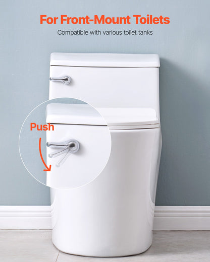 Toilet Handle Replacement Kit, Front Mount Universal Toilet Handle, Toilet Handle Lever with Stainless Steel Flapper Chain, Toilet Flush Handle Fits Various Toilet Tanks, Chrome Finish, Silver