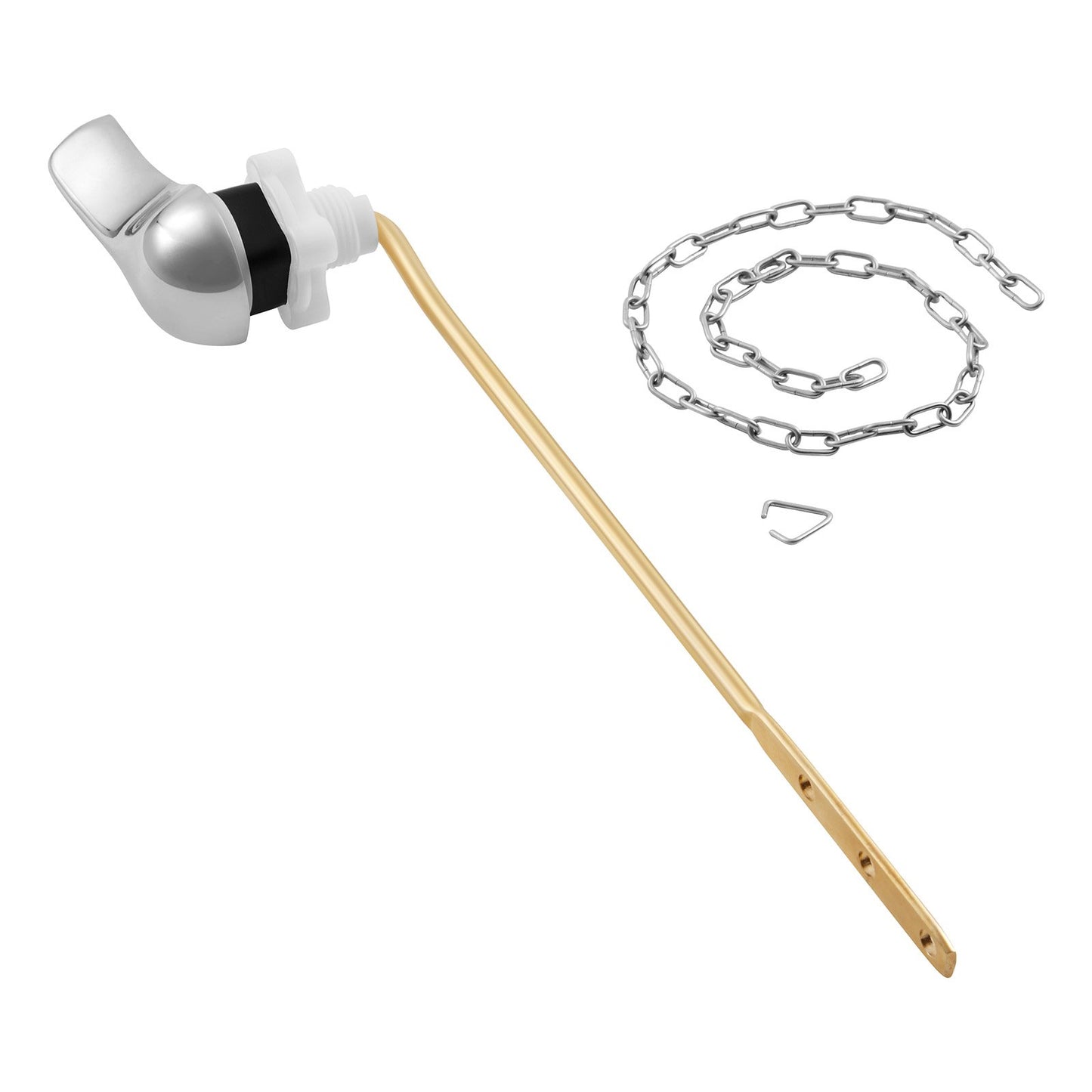 Toilet Handle Replacement Kit, Front Mount Universal Toilet Handle, Toilet Handle Lever with Stainless Steel Flapper Chain, Toilet Flush Handle Fits Various Toilet Tanks, Chrome Finish, Silver