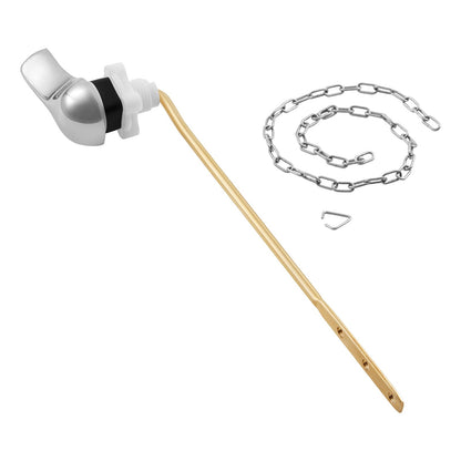 Toilet Handle Replacement Kit, Front Mount Universal Toilet Handle, Toilet Handle Lever with Stainless Steel Flapper Chain, Toilet Flush Handle Fits Various Toilet Tanks, Chrome Finish, Silver