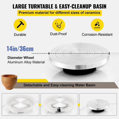 Pottery Wheel 36cm Pottery Forming Machine with Foot Pedal Pottery Wheel for Adults 450W Electric Pottery Wheel for DIY Clay Art Craft