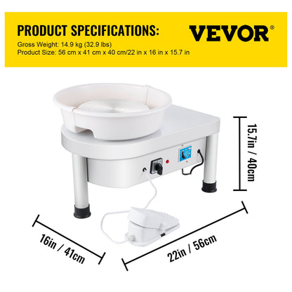 Pottery Wheel 25CM Pottery Shaping Machine 280W Electric Pottery Wheel with Foot Pedal and Detachable Basin Shaping Tool Kit for Ceramic Clay Craft DIY Clay