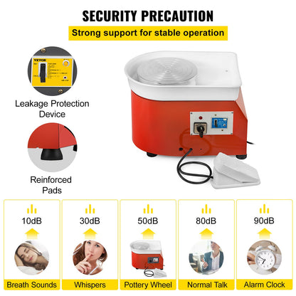 Electric Pottery Wheel Ceramic Machine 25cm Pottery Wheel Machine 280W Pottery DIY Kit with Molding Tool Set for Pottery Work Pottery Clay