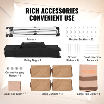 Patio Gazebo, 11 x 11 FT Pop up Gazebo for 8-10 People, with Mosquito Net, Metal Frame and PU Coated 250D Oxford Cloth, Outdoor Roof Cover for Patio, Backyard, Lawn, Garden, Deck