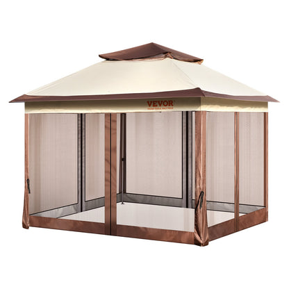 Patio Gazebo, 11 x 11 FT Pop up Gazebo for 8-10 People, with Mosquito Net, Metal Frame and PU Coated 250D Oxford Cloth, Outdoor Roof Cover for Patio, Backyard, Lawn, Garden, Deck