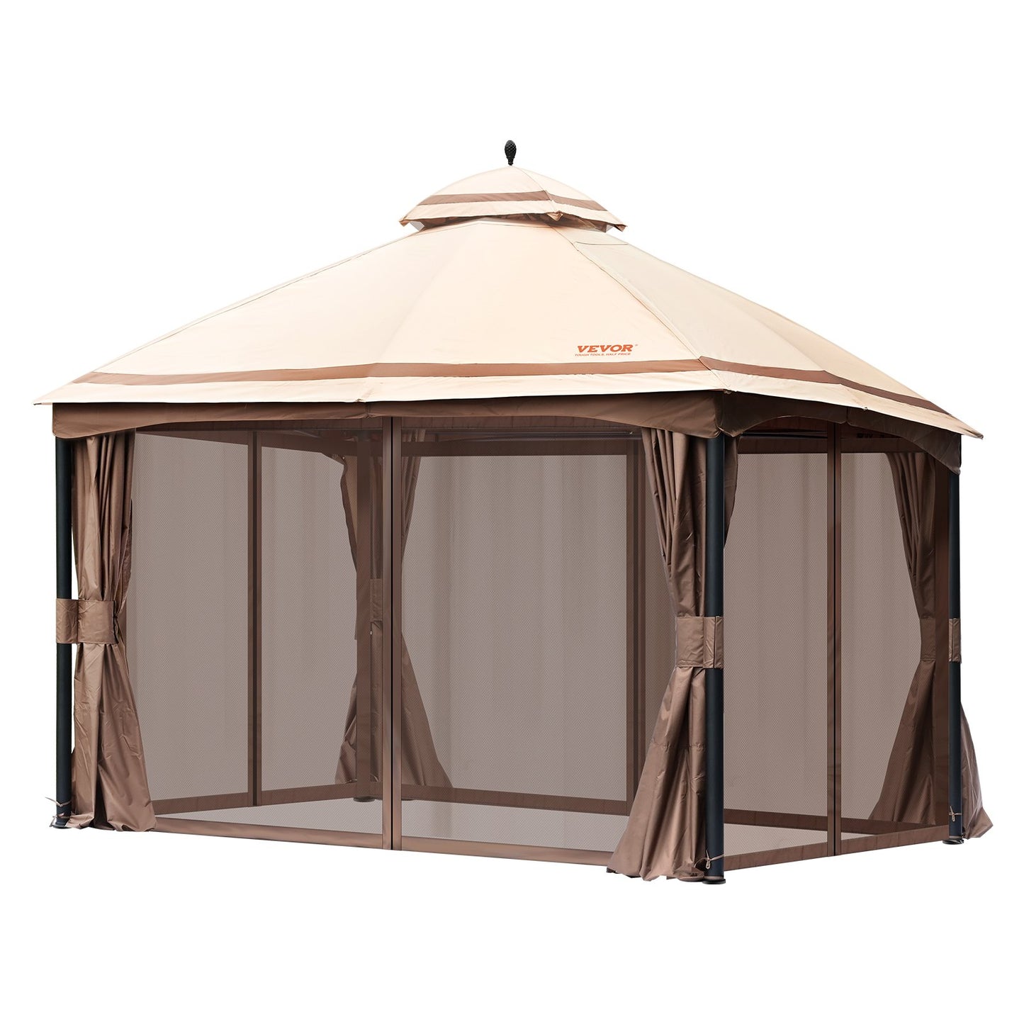 Patio Gazebo för 10-12 personer, 10 x 13 FT Backyard Gazebo, med myggnät, metallram och PU-belagd 180G polyester, utomhustakskydd för uteplats, bakgård, gräsmatta, trädgård, däck