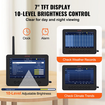 7-in-1 Wi-Fi Weather Station 7 in TFT Display Wireless Outdoor Sensor