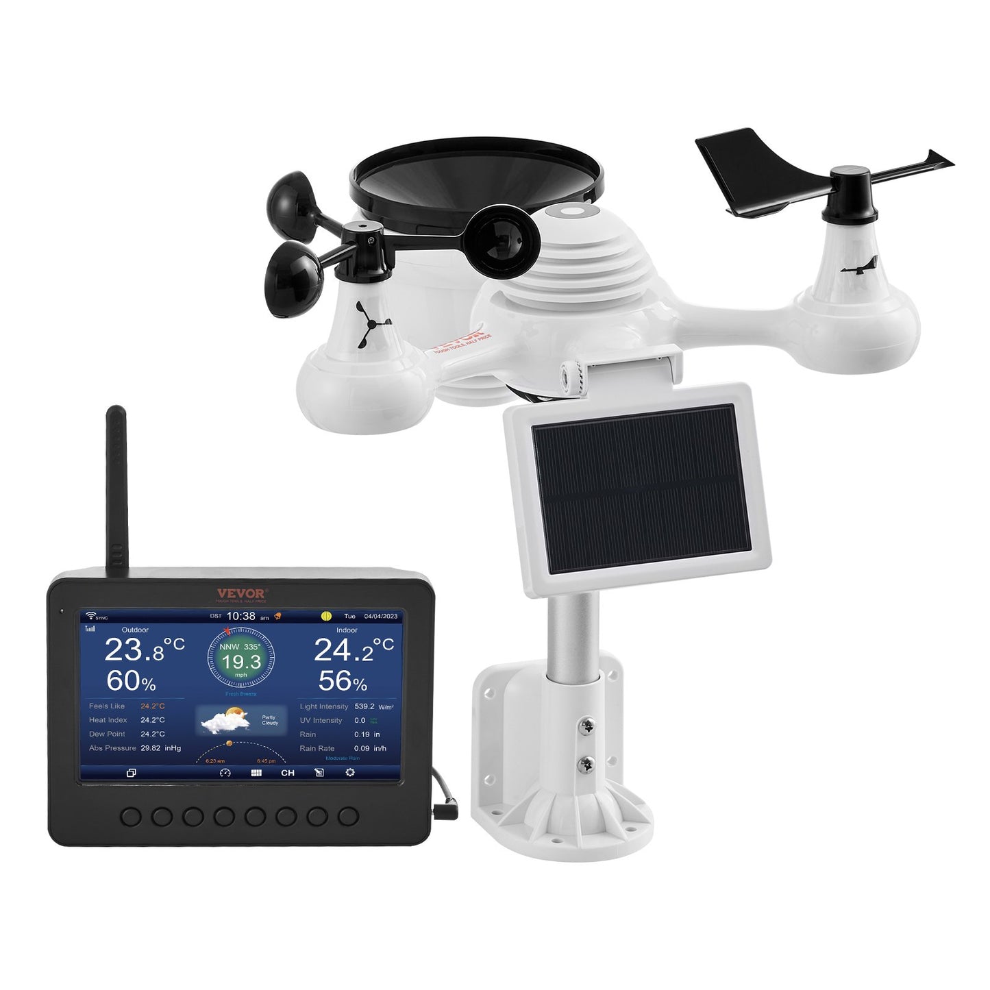 7-in-1 Wi-Fi Weather Station 7 in TFT Display Wireless Outdoor Sensor