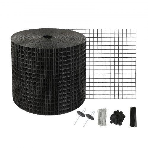 6 inch x 100ft Solar Panel Bird Guard, Critter Guard Roll Kit with 60pcs Aluminum Alloy Fasteners, Solar Panel Guard with Rust-proof PVC Coating, 1/2 inch Wire Roll Mesh