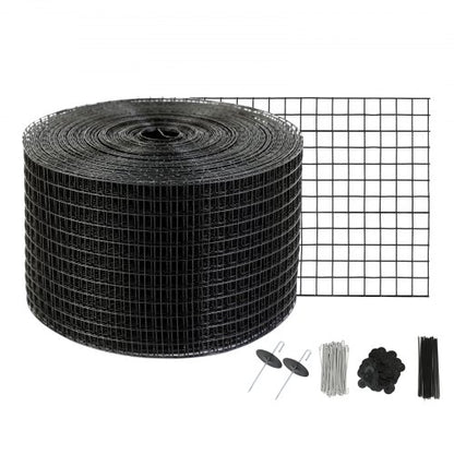 8 inch x 100ft Solar Panel Bird Guard, Critter Guard Roll Kit with 100pcs Aluminum Alloy Fasteners, Solar Panel Guard with Rust-proof PVC Coating, 1/2 inch Wire Roll Mesh