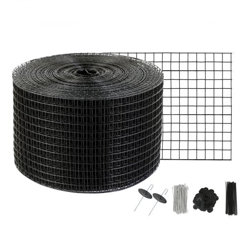 8 inch x 100ft Solar Panel Bird Guard, Critter Guard Roll Kit with 100pcs Aluminum Alloy Fasteners, Solar Panel Guard with Rust-proof PVC Coating, 1/2 inch Wire Roll Mesh