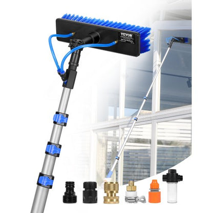 Water Fed Pole Kit, 12FT Solar Panel Cleaning Pole with Extendable Handle, 180° Rotatable Brush Head & 65.6FT Hose, Household & Outdoor Window Cleaner Tool for Caravan Solar Panel Deck