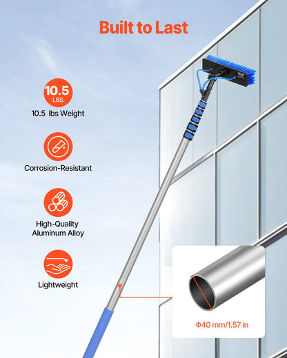 Water Fed Pole Kit, 36FT Solar Panel Cleaning Pole with Extendable Handle, 180° Rotatable Brush Head & 65.6FT Hose, Household & Outdoor Window Cleaner Tool for Caravan Solar Panel Deck