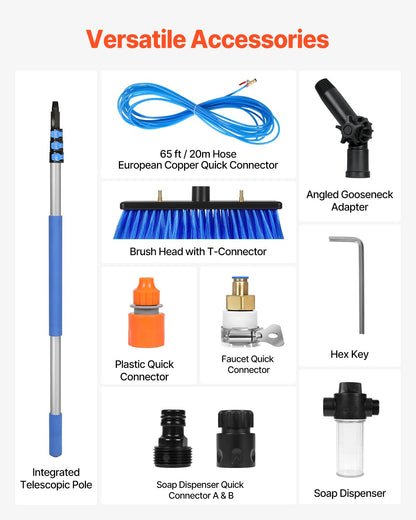 Wassergespeistes Stangenset, 3,6 m lange Solarpanel-Reinigungsstange mit ausziehbarem Griff