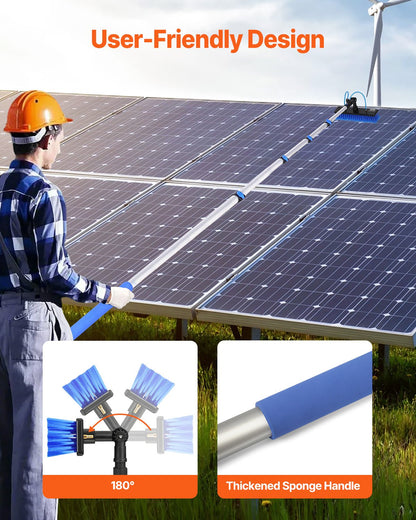 Wassergespeistes Stangenset, 7,3 m lange Solarpanel-Reinigungsstange mit ausziehbarem Griff