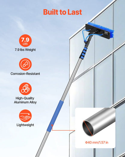 Wassergespeistes Stangenset, 7,3 m lange Solarpanel-Reinigungsstange mit ausziehbarem Griff