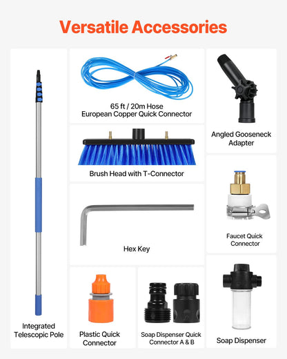 Wassergespeistes Stangenset, 7,3 m lange Solarpanel-Reinigungsstange mit ausziehbarem Griff
