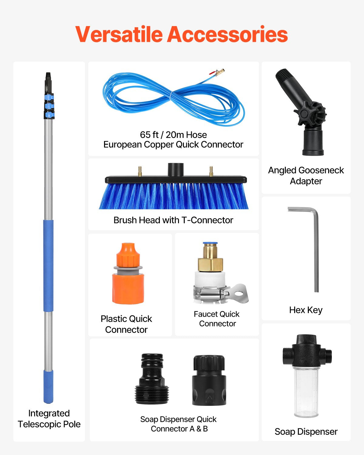 Water Fed Pole Kit 6m Solar Panel Cleaning Pole with Extendable Handle