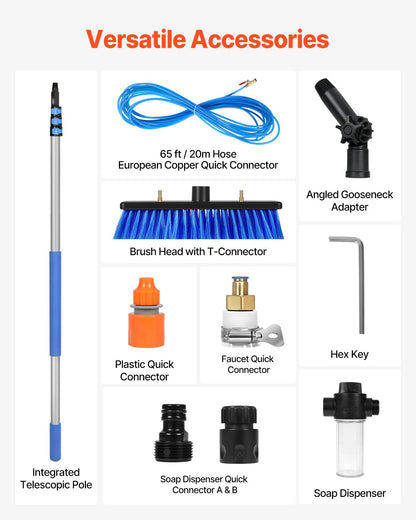 Water Fed Pole Kit 6m Solar Panel Cleaning Pole with Extendable Handle