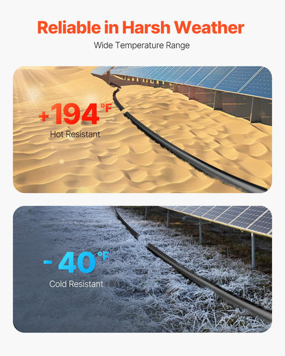 100FT Solarpanel-Verlängerungskabel 10AWG Wasserdichtes PV 6mm² Kabel Schwarz