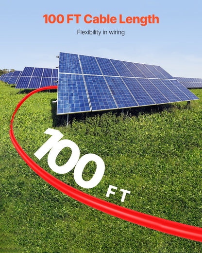 100FT Solarpanel-Verlängerungskabel, Buchsen- und Steckeranschlüsse 10AWG, 2er-Set