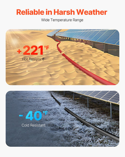 100FT Solarpanel-Verlängerungskabel, Buchsen- und Steckeranschlüsse 10AWG, 2er-Set