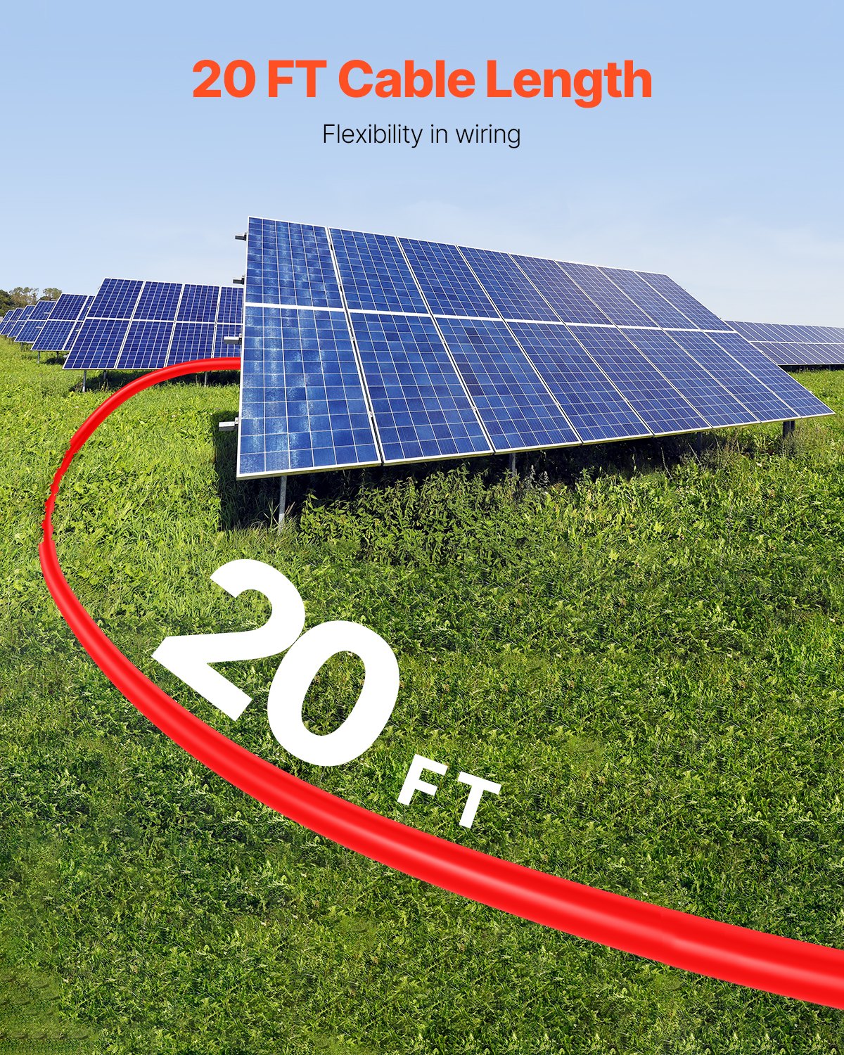 20 Fuß Solarpanel-Verlängerungskabel mit Buchsen- und Steckeranschlüssen 10AWG 1 Paar