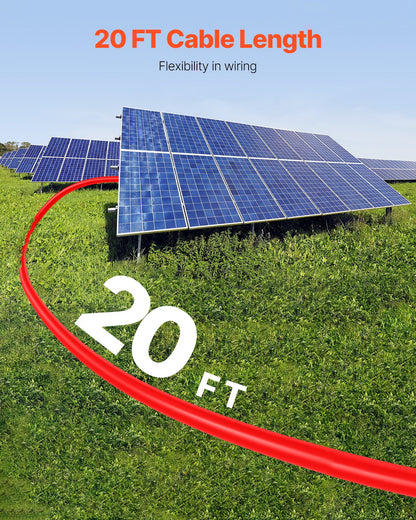 20 Fuß Solarpanel-Verlängerungskabel mit Buchsen- und Steckeranschlüssen 10AWG 1 Paar