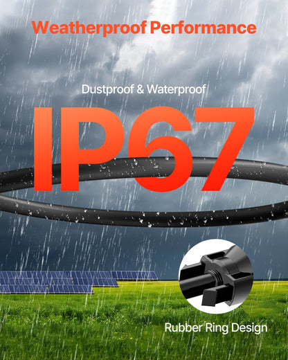 20 Fuß Solarpanel-Verlängerungskabel mit Buchsen- und Steckeranschlüssen 10AWG 1 Paar