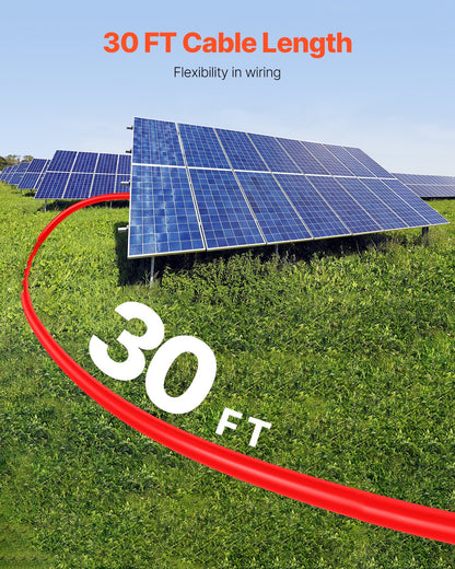 30ft Solarpanel-Verlängerungskabel mit Buchsen- und Steckeranschlüssen 10AWG 1 Paar