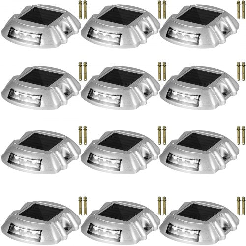 Solar Pathway Lights, 12-Pack, White, Includes Screws, Weatherproof Outdoor Deck Lights, 6 LED, Ideal for Garden Paths, Walkways, Driveways & Steps