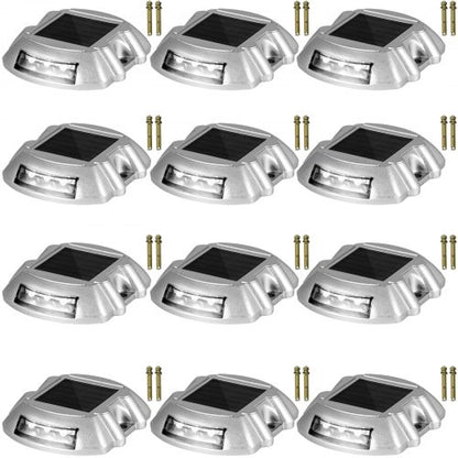 Solar Pathway Lights, 12-Pack, White, Includes Screws, Weatherproof Outdoor Deck Lights, 6 LED, Ideal for Garden Paths, Walkways, Driveways & Steps