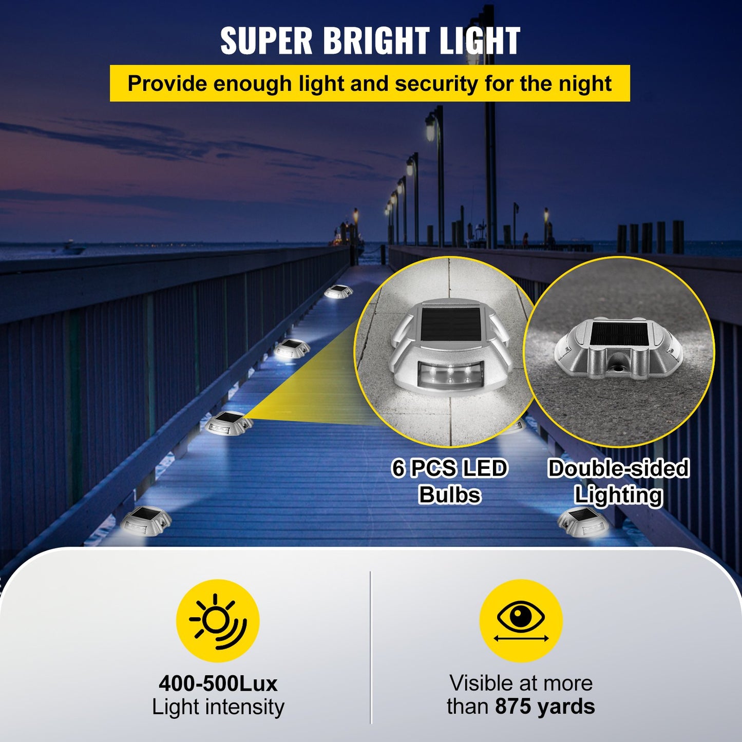 Solar Pathway Lights, 12-Pack, White, Includes Screws, Weatherproof Outdoor Deck Lights, 6 LED, Ideal for Garden Paths, Walkways, Driveways & Steps