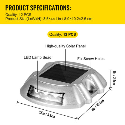 Solar Pathway Lights, 12-Pack, White, Includes Screws, Weatherproof Outdoor Deck Lights, 6 LED, Ideal for Garden Paths, Walkways, Driveways & Steps