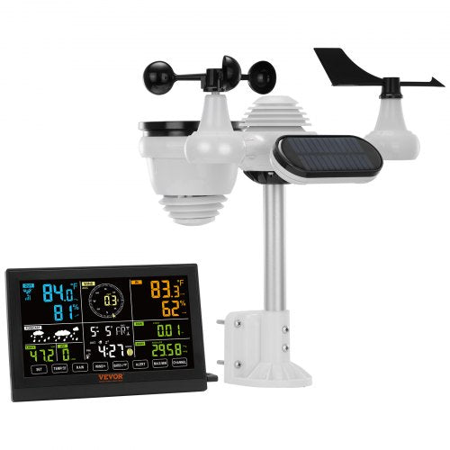 7-in-1 Wireless Weather Station, 7.5 in Color Display, Digital Weather Station Indoor Outdoor, for Temperature Humidity Wind Speed/Direction Rain UV, with Forecast Data, Alarm, Alerts-NO WIFI