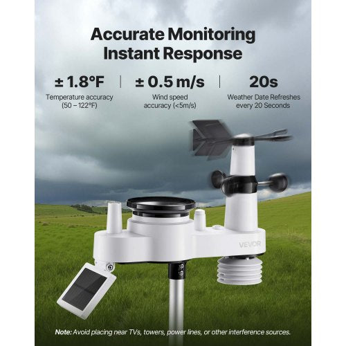 7-in-1 wireless weather station for indoor and outdoor use with sensor 7.5 inch display | EU