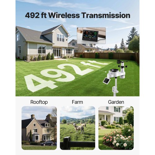 7-in-1 wireless weather station for indoor and outdoor use with sensor 7.5 inch display | EU