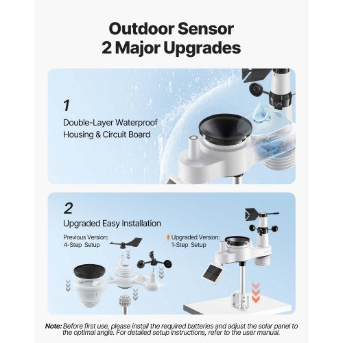 7-in-1 wireless weather station for indoor and outdoor use with sensor 7.5 inch display | EU