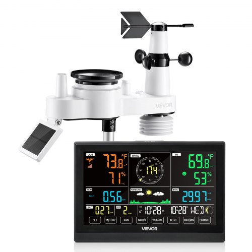 7-in-1 wireless weather station for indoor and outdoor use with sensor 7.5 inch display | EU