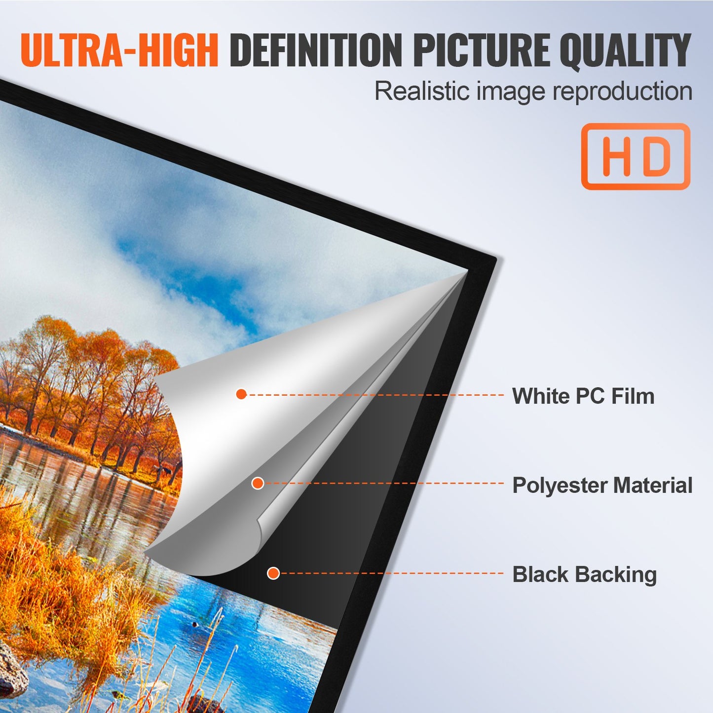 Big 130" Diagonal 16:9 HD Projector Screen Home Theater Outdoor Use