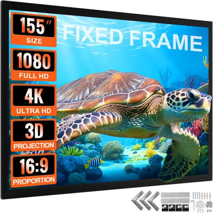 Big 155" Diagonal 16:9 HD Projector Screen Home Theater Outdoor Use