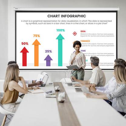 Manual Projector Screen, 100 inch 16:9 4K 1080 HD Retractable Pull Down Projector Screen, Auto-Locking Portable Movie Screen for Family Home Office Theater