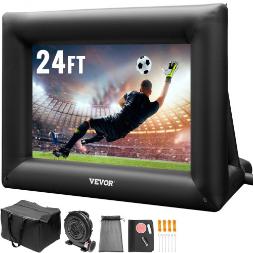Inflatable Movie Screen 24FT Inflatable Projector Screen for outside with 360W Air Blower Inflatable Screen Oxford Fabric Material Blow Up Screen for Outdoor Movie Supports Front/Rear Projection