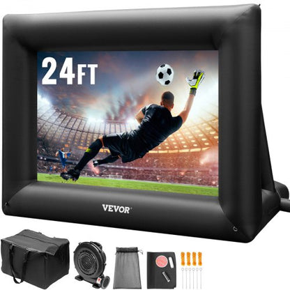 Inflatable Movie Screen 24FT Inflatable Projector Screen for outside with 360W Air Blower Inflatable Screen Oxford Fabric Material Blow Up Screen for Outdoor Movie Supports Front/Rear Projection