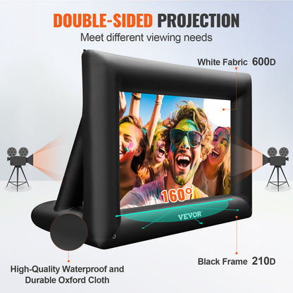 Inflatable Movie Screen 24FT Inflatable Projector Screen for outside with 360W Air Blower Inflatable Screen Oxford Fabric Material Blow Up Screen for Outdoor Movie Supports Front/Rear Projection