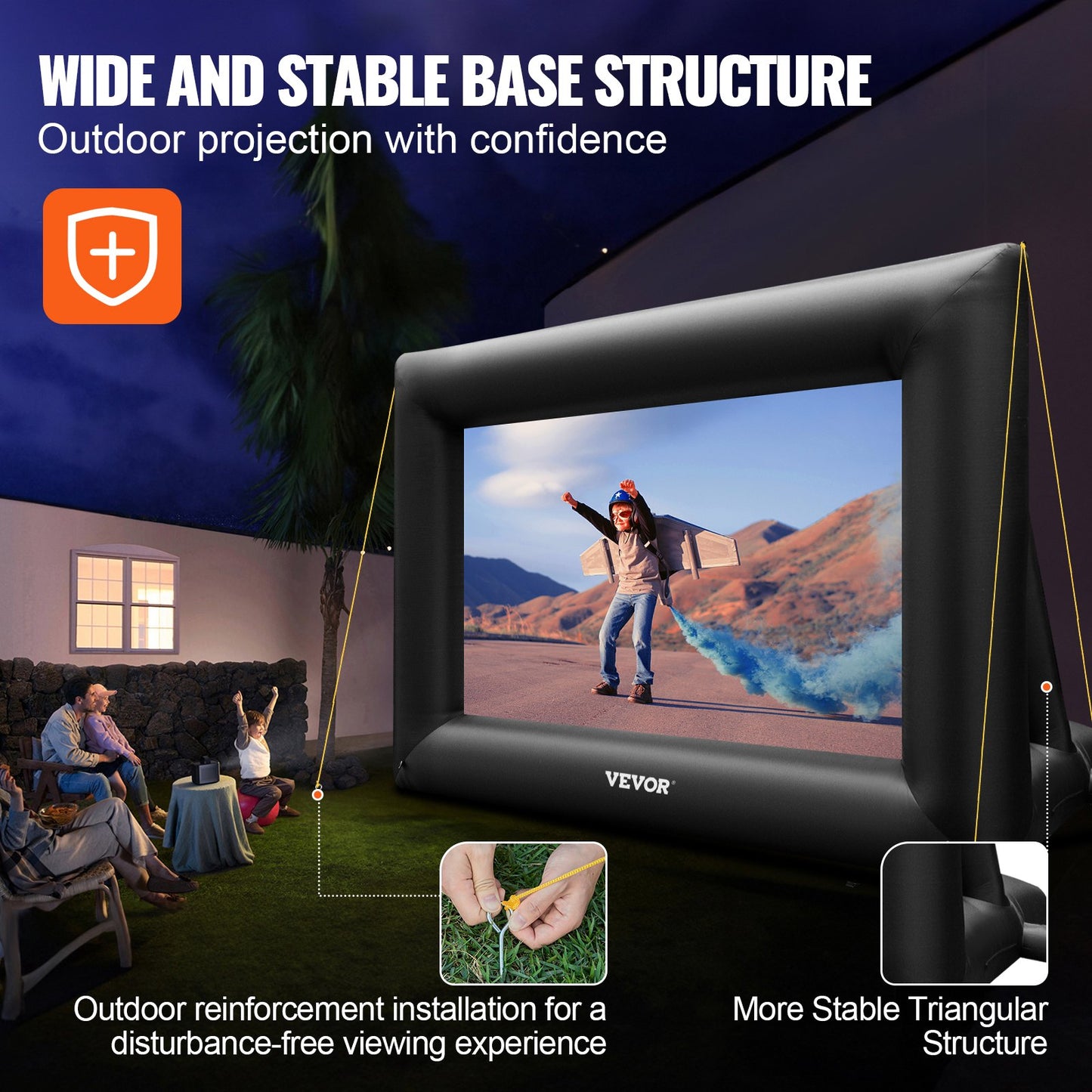 Inflatable Movie Screen 24FT Inflatable Projector Screen for outside with 360W Air Blower Inflatable Screen Oxford Fabric Material Blow Up Screen for Outdoor Movie Supports Front/Rear Projection